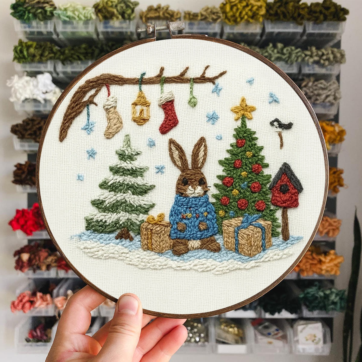 Rubbyoo Embroidery Kit - Christmas Bunny | Lovely Animal Craft  | Nice Holiday Gift Idea  - image 2