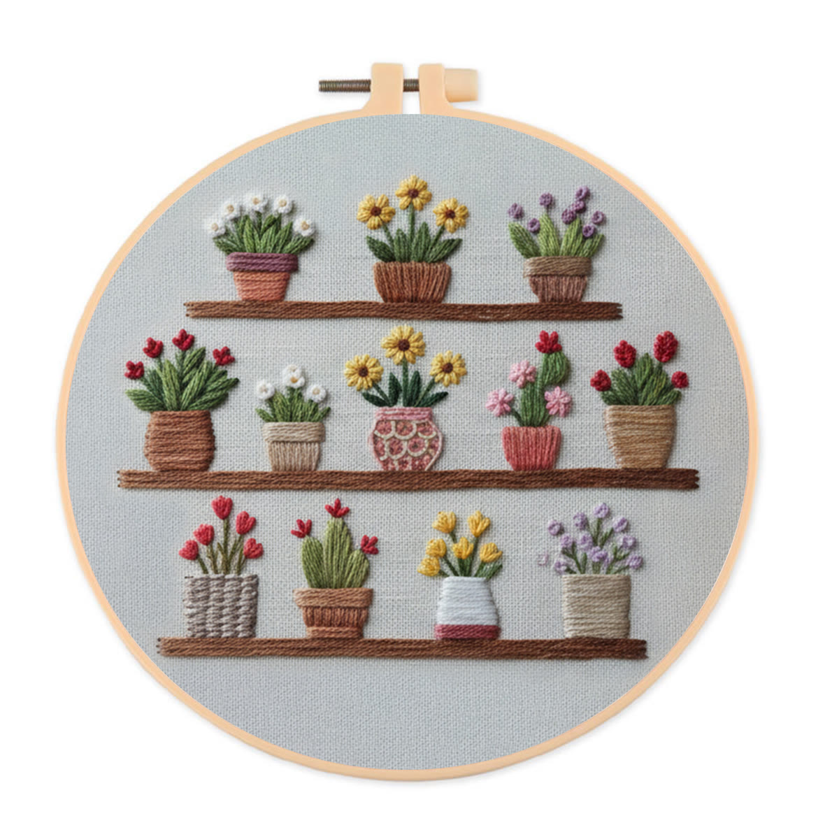 Rubbyoo Embroidery Kit - Blooming Flower Pot | Unique Floral Needlepoint | Gift For Her - 20*20cm - image 1