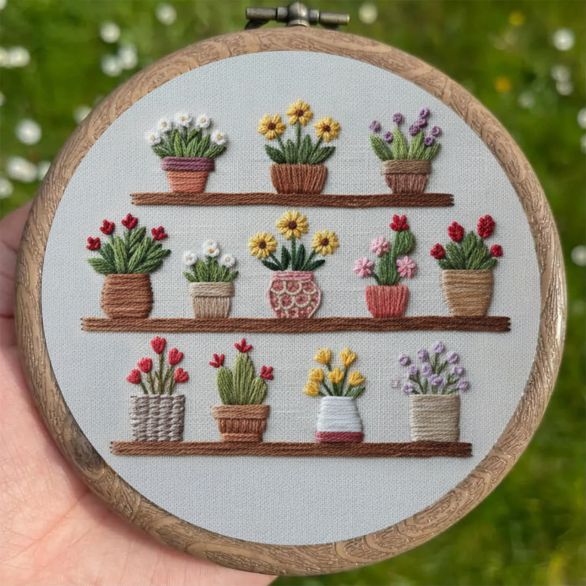 Rubbyoo Embroidery Kit - Blooming Flower Pot | Unique Floral Needlepoint | Gift For Her - image 3