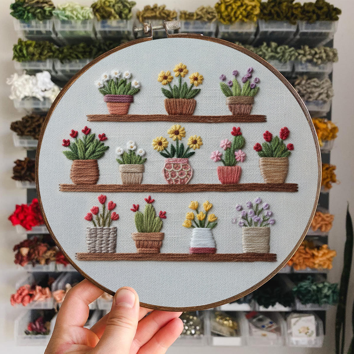 Rubbyoo Embroidery Kit - Blooming Flower Pot | Unique Floral Needlepoint | Gift For Her - image 5