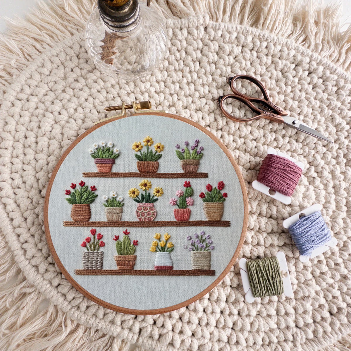 Rubbyoo Embroidery Kit - Blooming Flower Pot | Unique Floral Needlepoint | Gift For Her - image 9