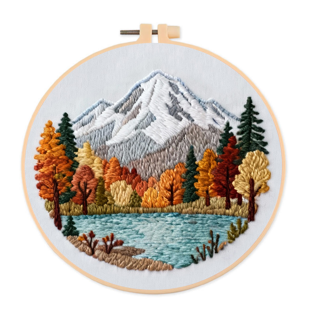 Rubbyoo Embroidery Kit - Mountain Scene | Diy Art Collection | Perfect Stitch Craft - 20*20cm - image 1