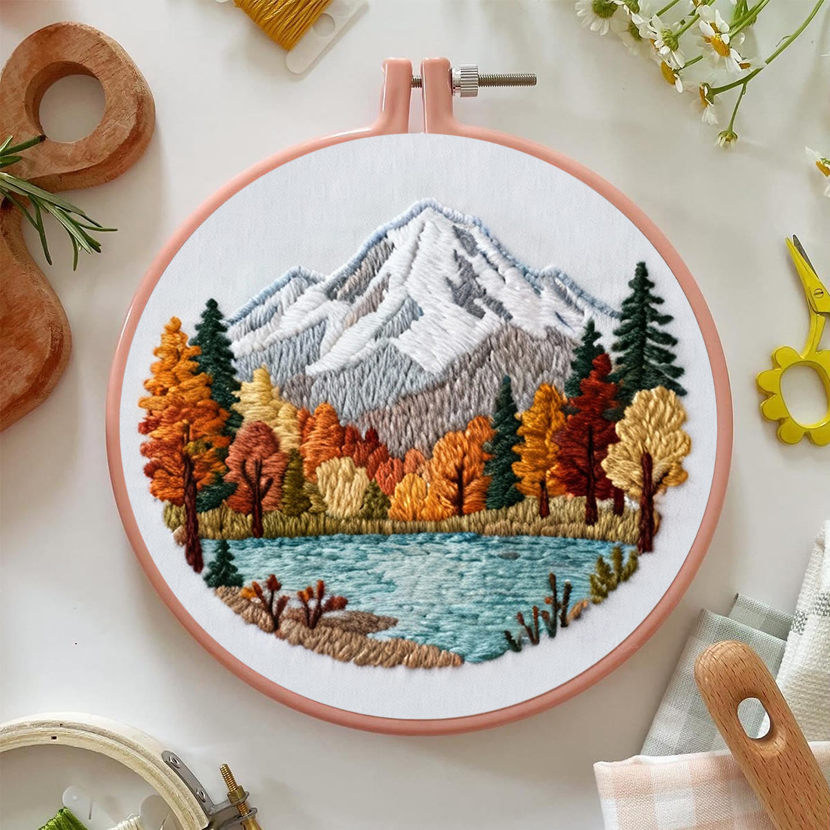 Rubbyoo Embroidery Kit - Mountain Scene | Diy Art Collection | Perfect Stitch Craft - image 2