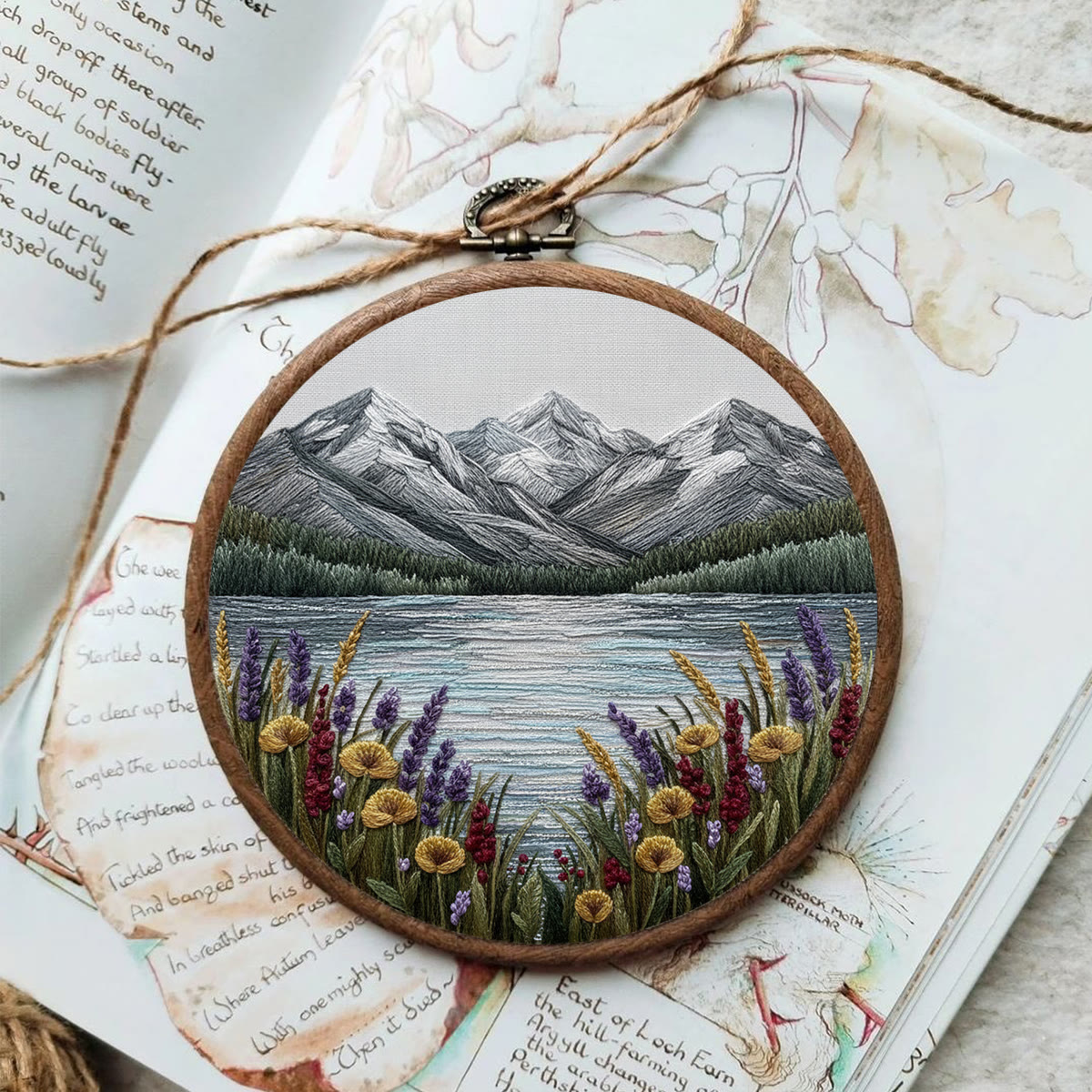 Rubbyoo Embroidery Kit - Mountain Lake | Landscape Hoop Art | Perfect Wall Hanging - image 2