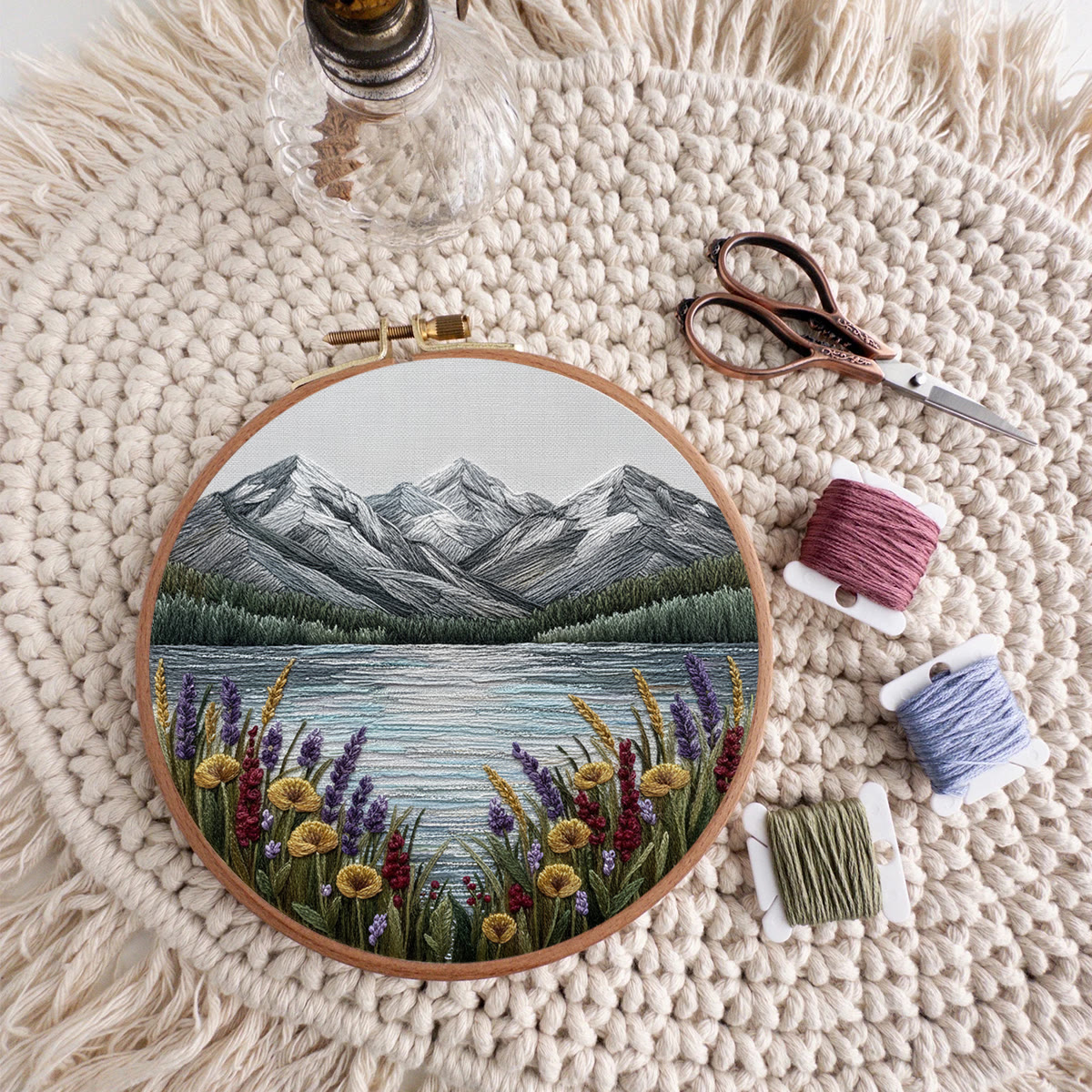 Rubbyoo Embroidery Kit - Mountain Lake | Landscape Hoop Art | Perfect Wall Hanging - image 9