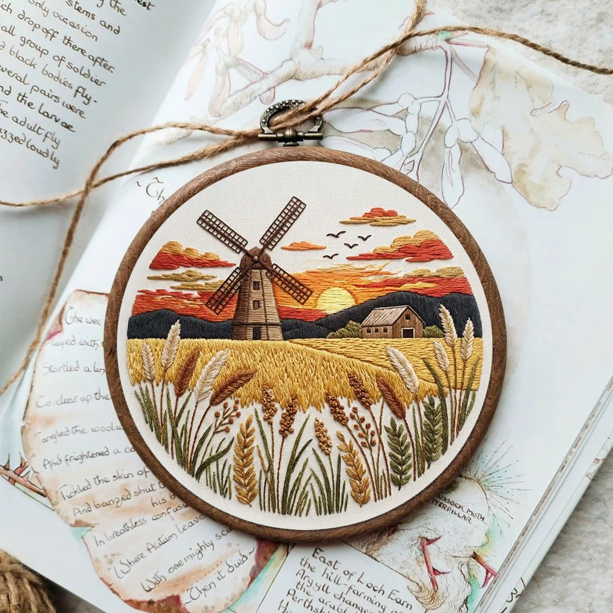 Rubbyoo Embroidery Kit - Countryside Sunset | Creative Landscape Craft | Handmade Desk Ornament - image 3