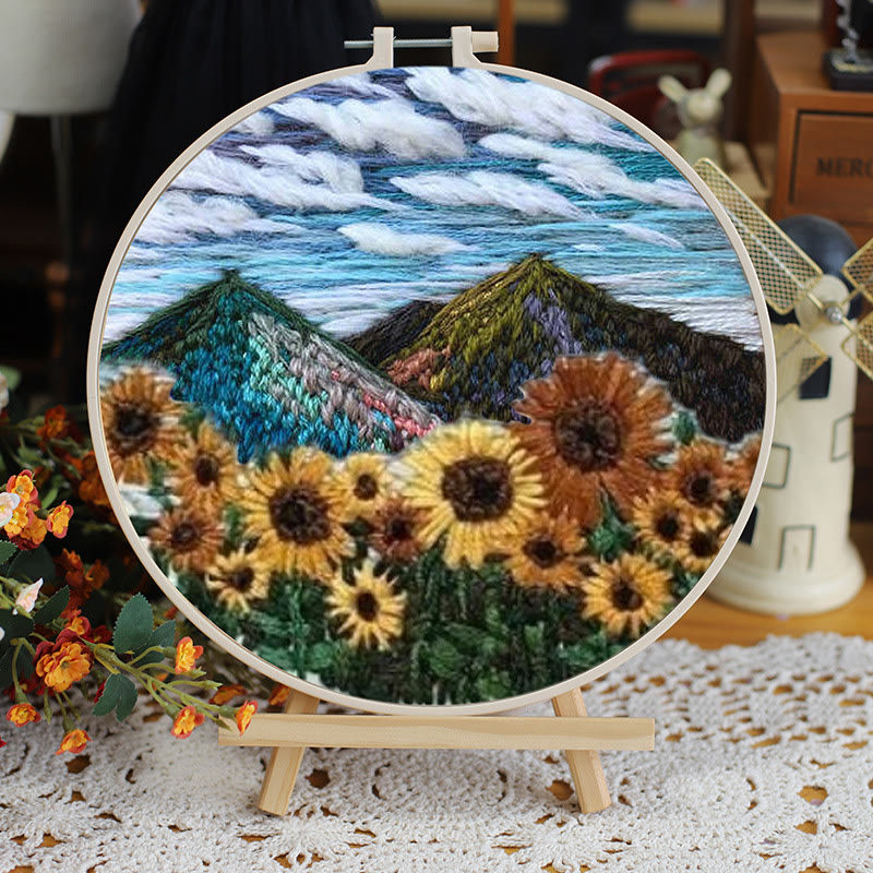 Rubbyoo Embroidery Kit - Majestic Landscape Series | Unique Needle Artwork | Perfect Wall Decoration - 15*15cm - Mountain View - image 2