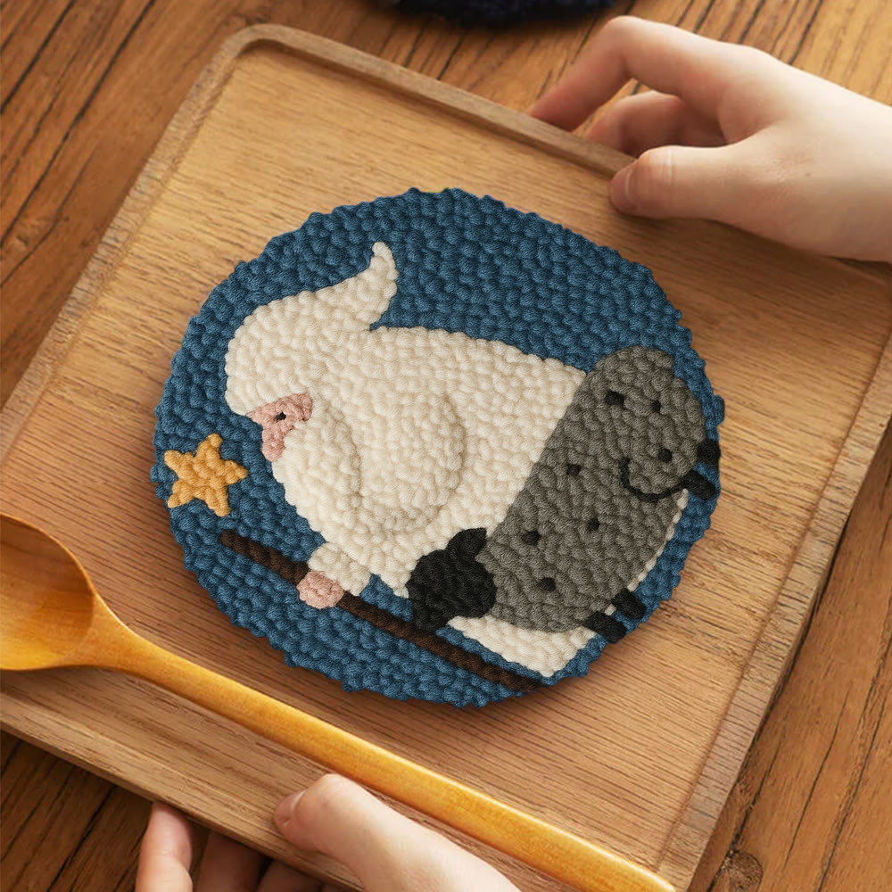 Warm Shepherd With Star Punch Needle Kit – Cozy Diy Craft Project | Festive Holiday-inspired Wall Art - 5 inch Coaster Kit - image 4