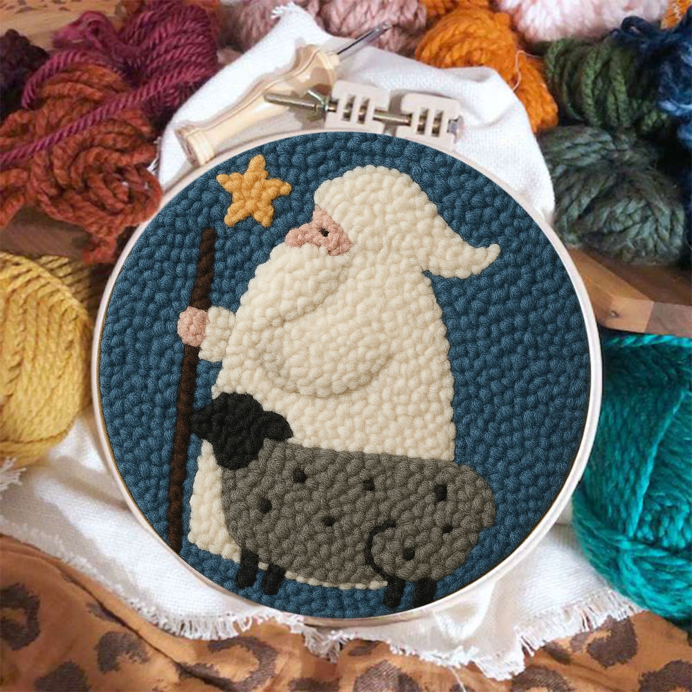Warm Shepherd With Star Punch Needle Kit – Cozy Diy Craft Project | Festive Holiday-inspired Wall Art - image 2