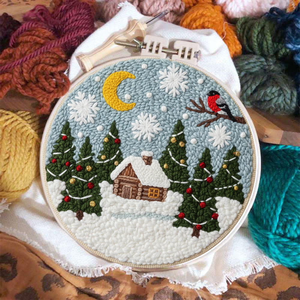 Christmas Snow Cottage Punch Needle Kit – Beginner Craft | Charming Christmas Wall Decor - image 2
