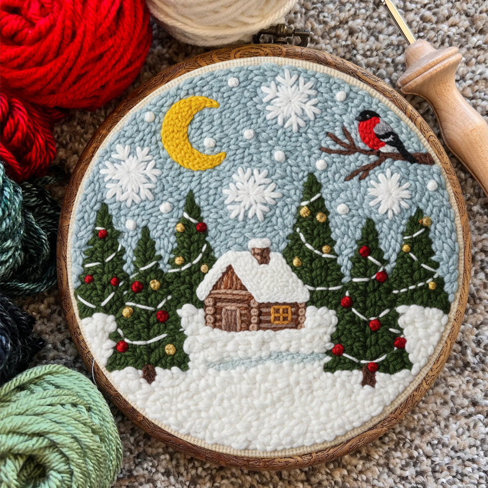 Christmas Snow Cottage Punch Needle Kit – Beginner Craft | Charming Christmas Wall Decor - image 9