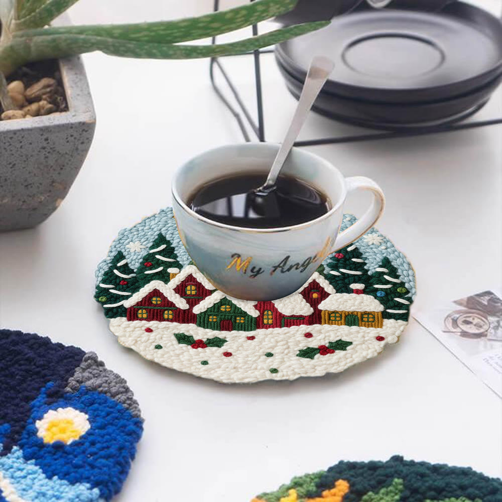 Twinkling Snowy Village Punch Needle Kit – Handmade Gift | Charming Seasonal Wall Piece - image 5