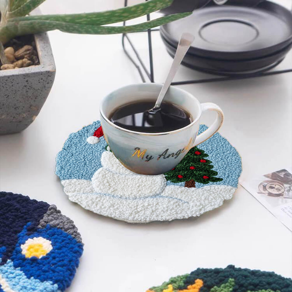 Santa-Hatted Snowman Tree Punch Needle Kit – Beginner Handcraft | Festive Decor Piece - image 5