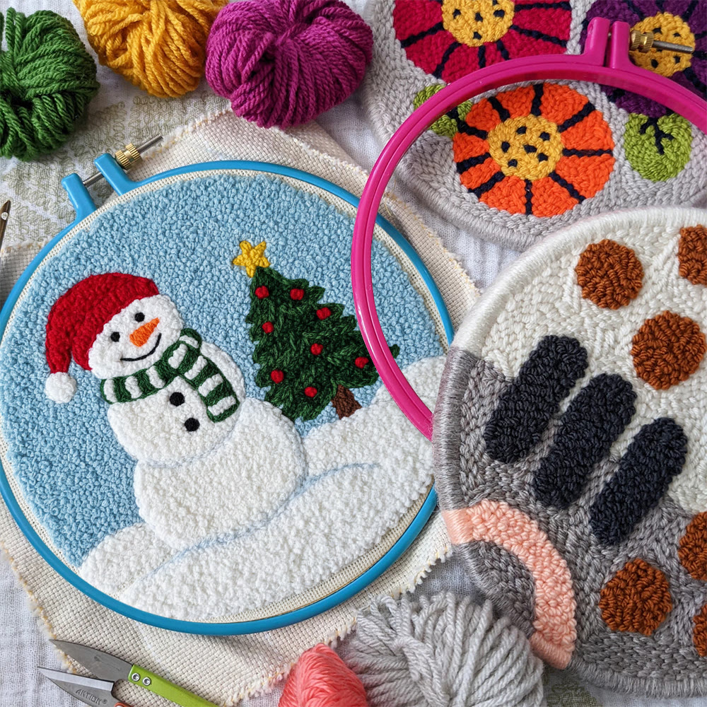 Santa-Hatted Snowman Tree Punch Needle Kit – Beginner Handcraft | Festive Decor Piece - image 10