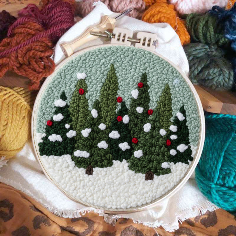 Snowy Pine Grove Punch Needle Kit – Gift for Her | Home Hanging Decor - image 2