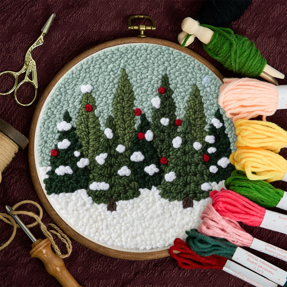 Snowy Pine Grove Punch Needle Kit – Gift for Her | Home Hanging Decor - image 11