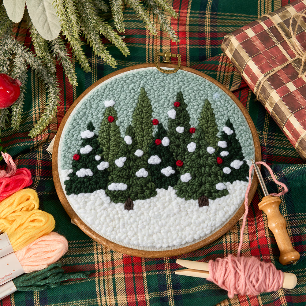 Snowy Pine Grove Punch Needle Kit – Gift for Her | Home Hanging Decor - image 12