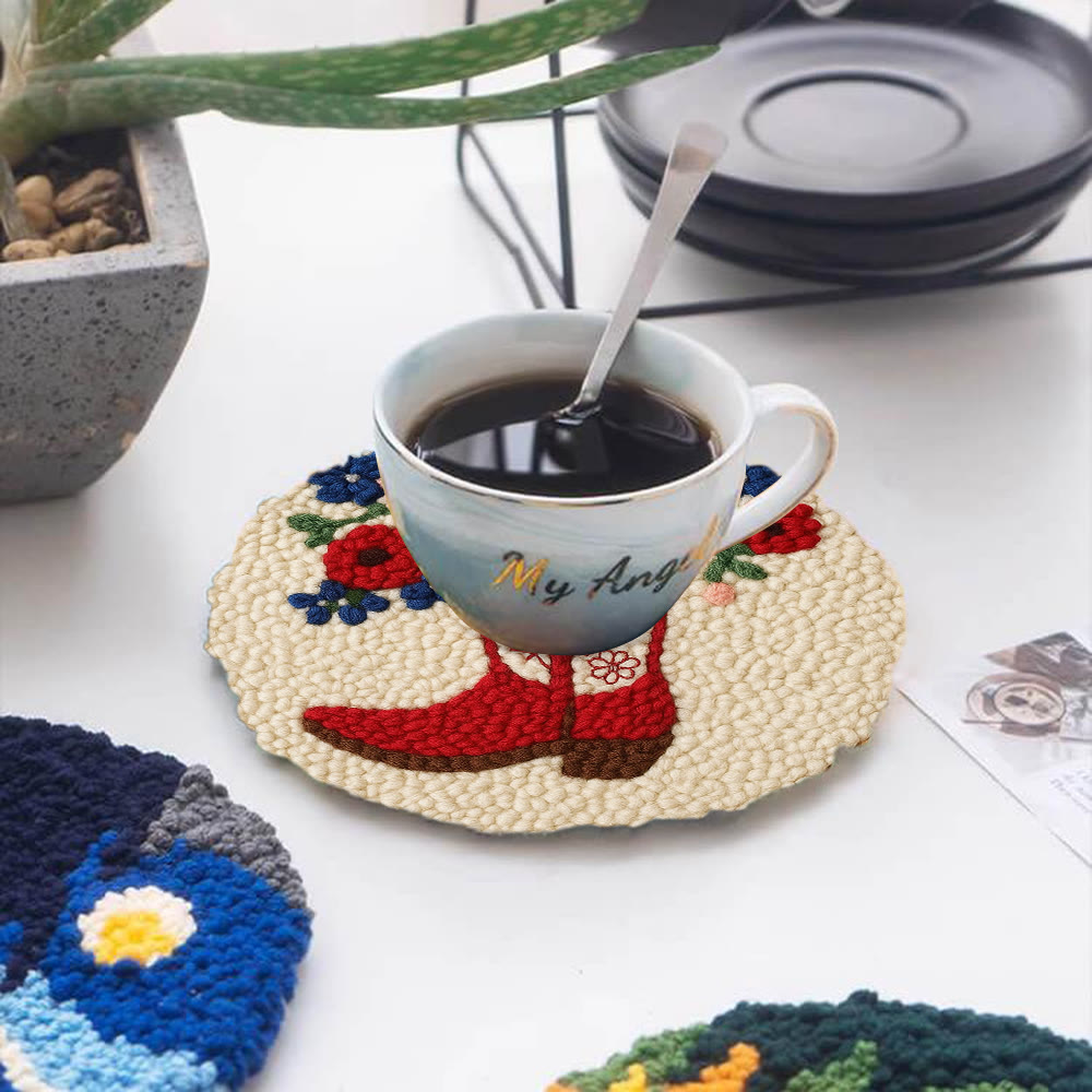 Floral Red Cowboy Boot Punch Needle Kit – Beginner Starter Handcraft | Room Decor Accent - image 5