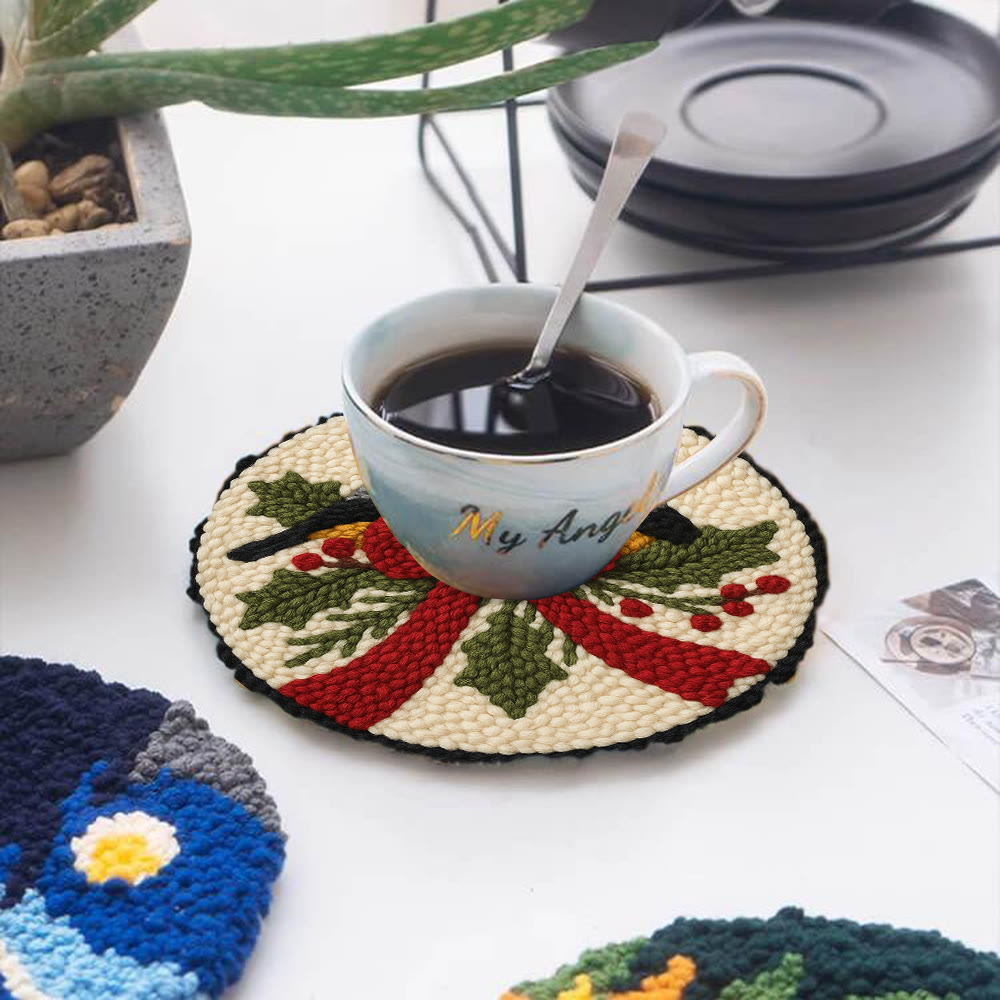 Twin Chickadees Holly Punch Needle Kit – Entry-Level Handcraft | Christmas Home Hanging Craft - image 5