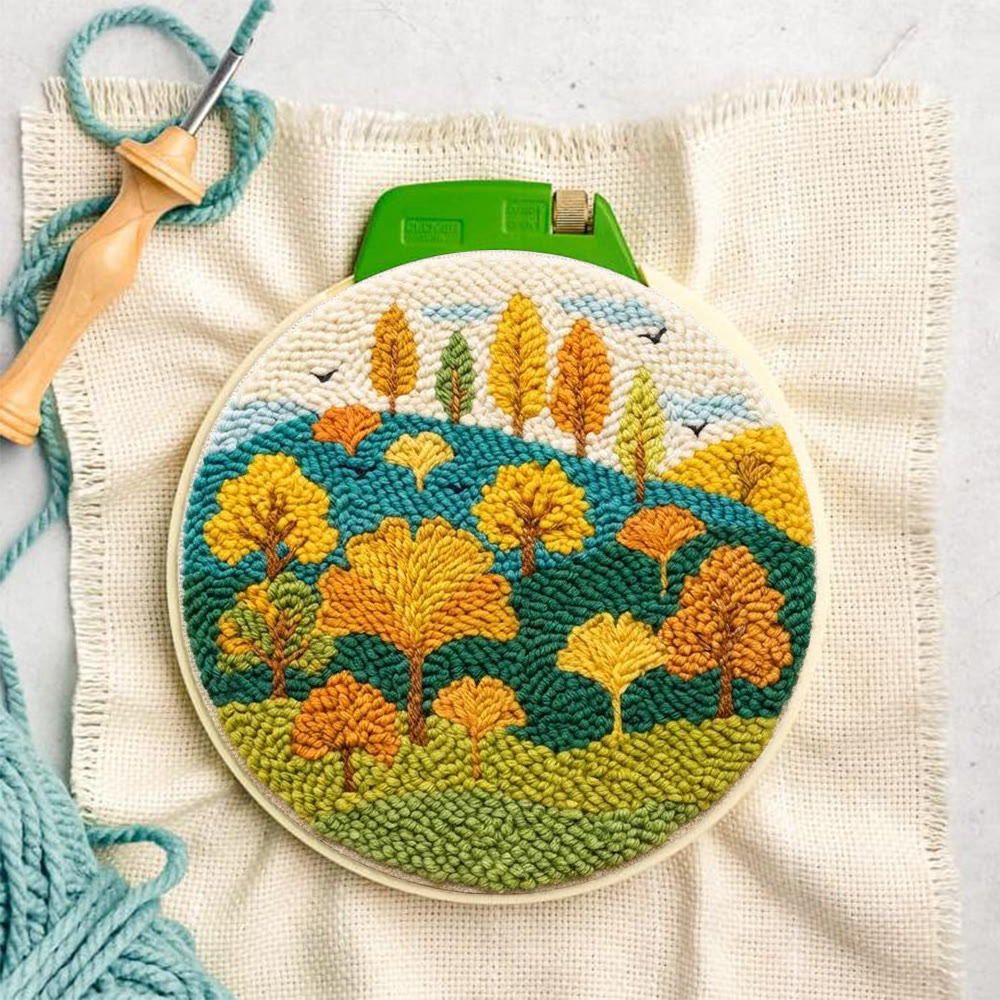 Autumnal Colorful Woods Punch Needle Kit – Easy Diy Creation | Delightful Art Gift - image 2