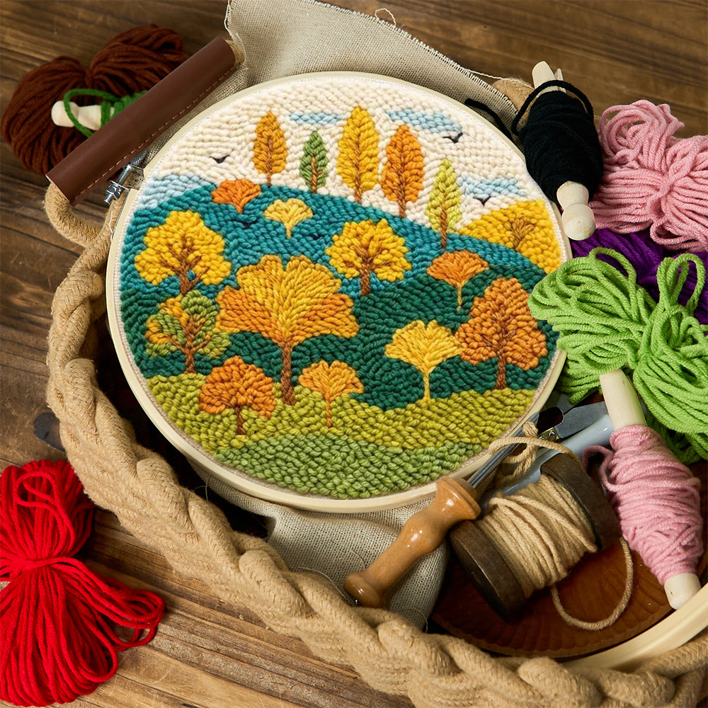 Autumnal Colorful Woods Punch Needle Kit – Easy Diy Creation | Delightful Art Gift - image 12