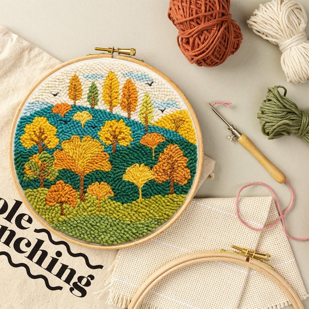 Autumnal Colorful Woods Punch Needle Kit – Easy Diy Creation | Delightful Art Gift - image 10