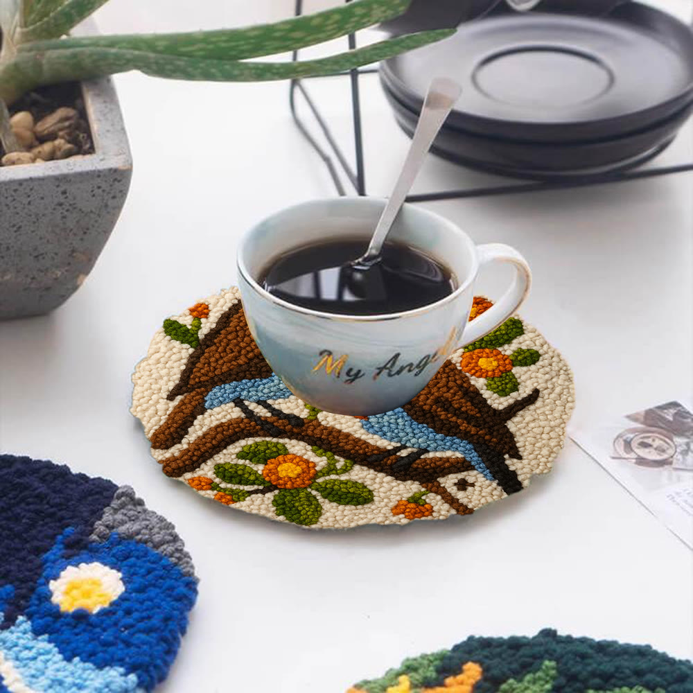 Twin Songbirds Floral Branch Punch Needle Kit – Diy Hand Embroidery | Elegant Home Decor Accent - image 5