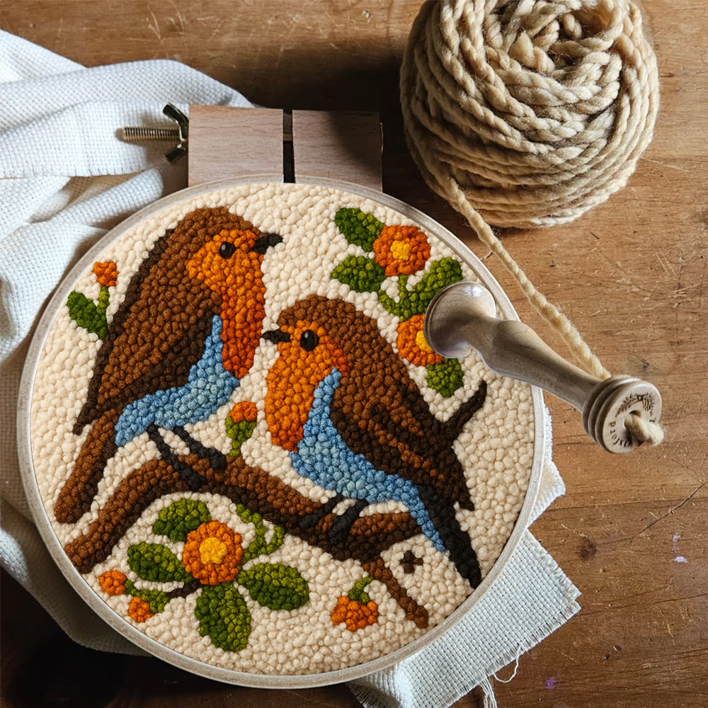 Twin Songbirds Floral Branch Punch Needle Kit – Diy Hand Embroidery | Elegant Home Decor Accent - image 9