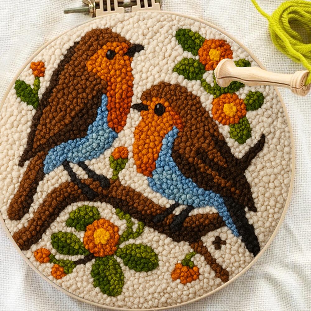 Twin Songbirds Floral Branch Punch Needle Kit – Diy Hand Embroidery | Elegant Home Decor Accent - image 8