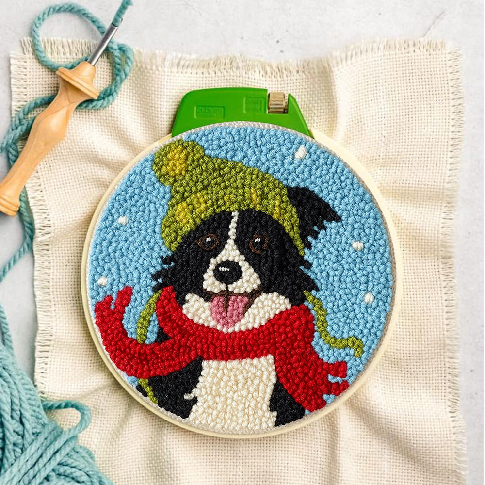 Winter Adorned Puppy Punch Needle Kit – Easy Beginner Handcraft | Cute Decor Hanging - image 3