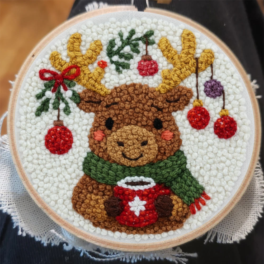 Cozy Christmas Moose Punch Needle – Embroidery Craft Set | Warm Winter Decor - image 2
