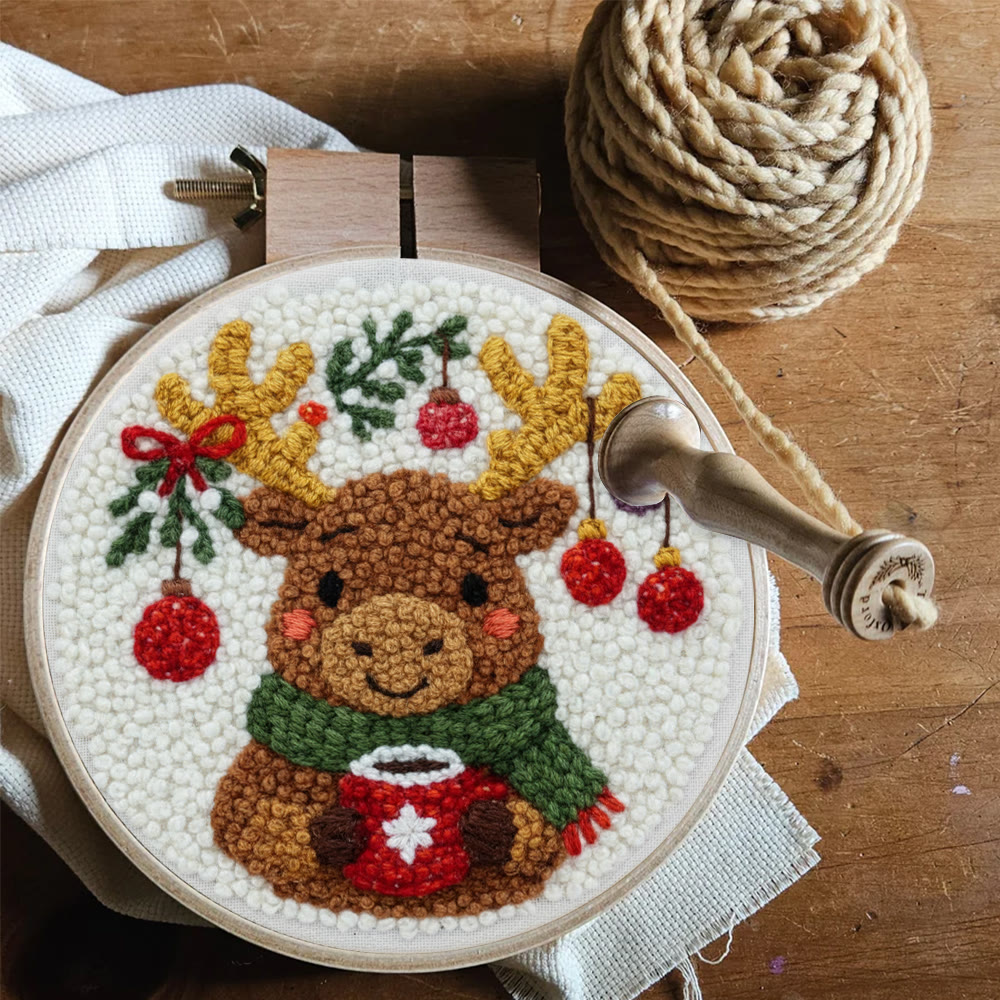 Cozy Christmas Moose Punch Needle – Embroidery Craft Set | Warm Winter Decor - image 8