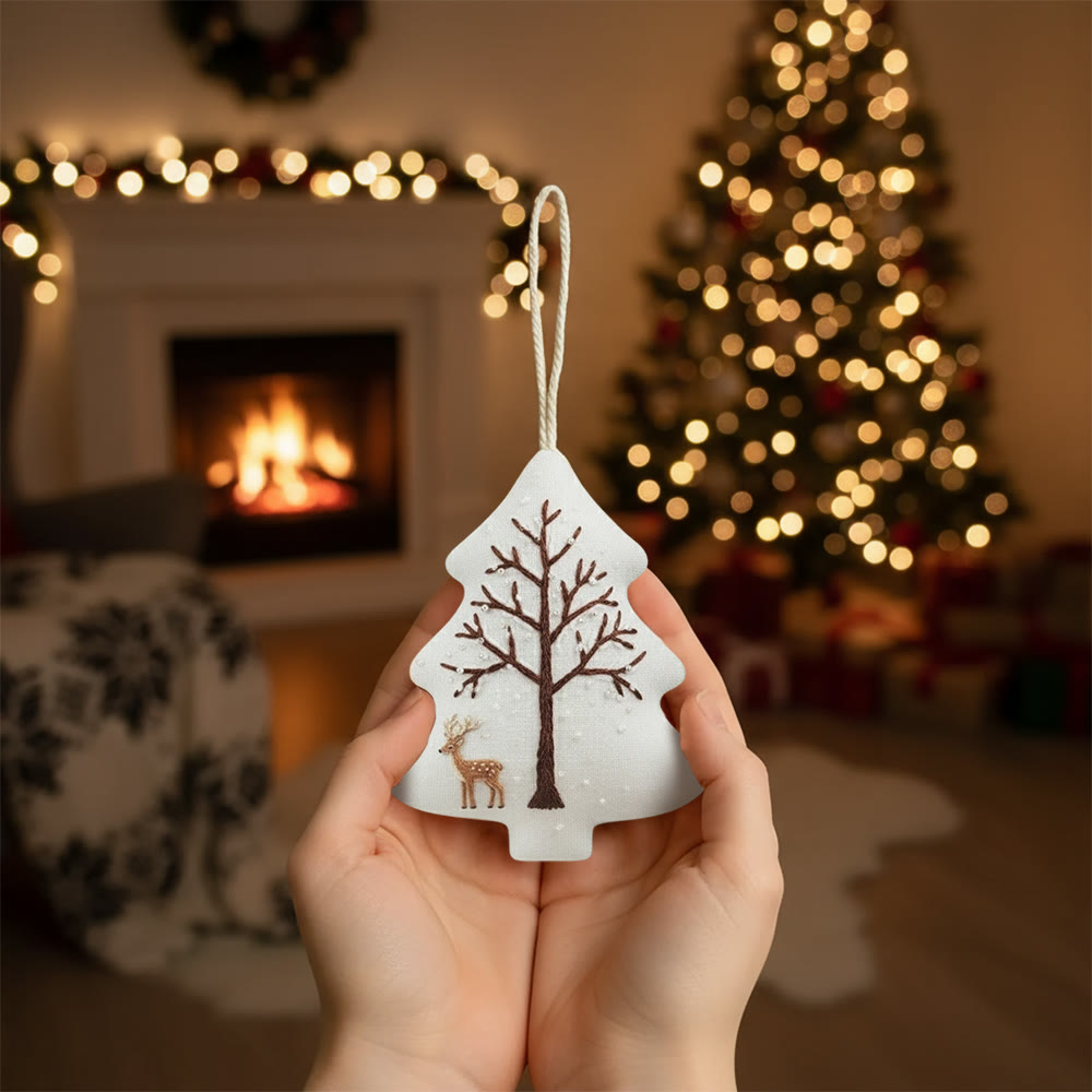 Rubbyoo Tree-shaped Embroidery Kit - Deer With Tree | Unique Winter Craft | Nice For Room Decor - image 3