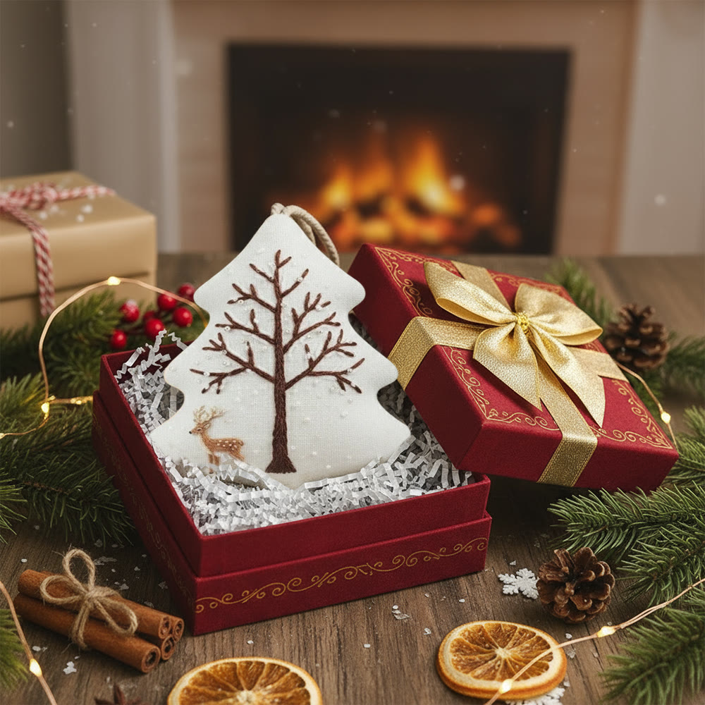 Rubbyoo Tree-shaped Embroidery Kit - Deer With Tree | Unique Winter Craft | Nice For Room Decor - image 4