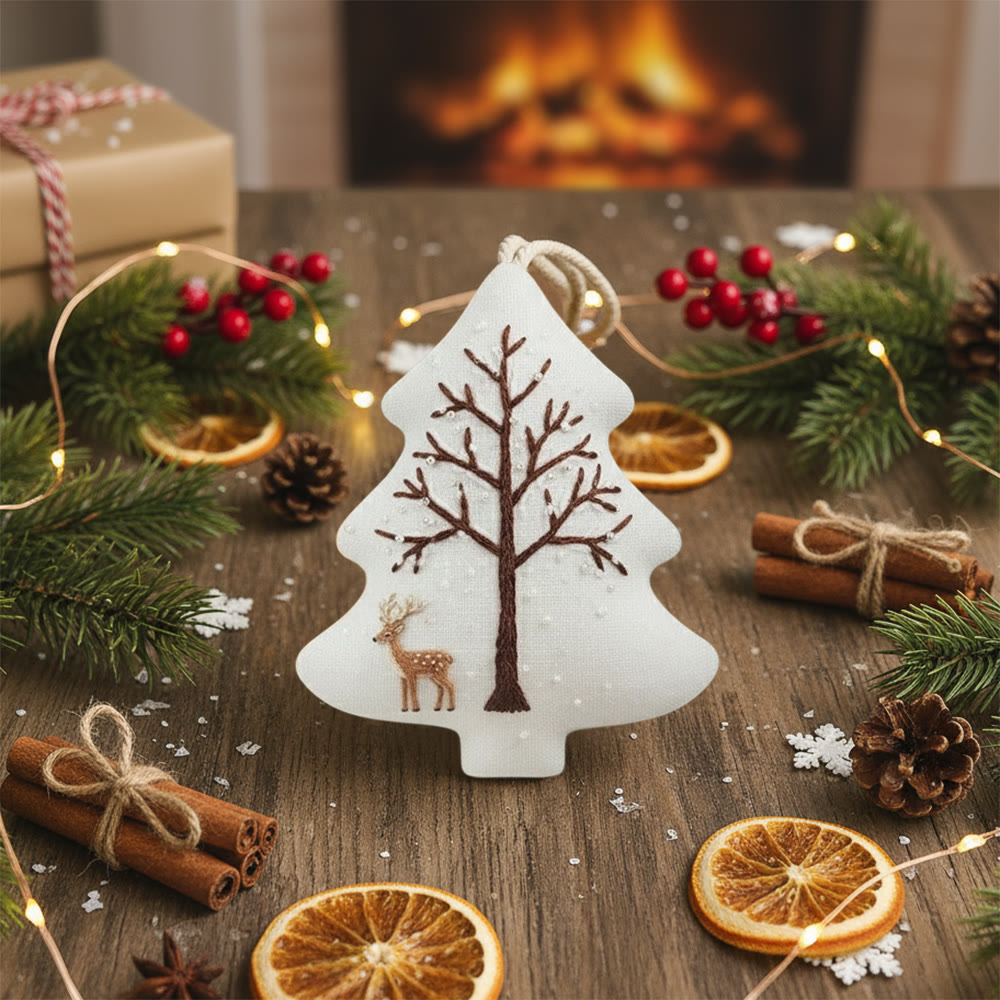 Rubbyoo Tree-shaped Embroidery Kit - Deer With Tree | Unique Winter Craft | Nice For Room Decor - image 2