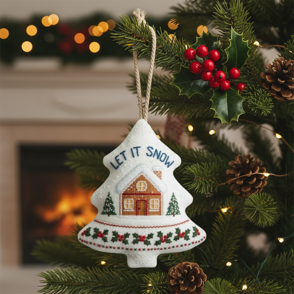 Rubbyoo Tree-shaped Embroidery Kit - Let It Snowy | Christmas Needle Art | Perfect Handmade Gift - 6 inches hoop kit - image 1