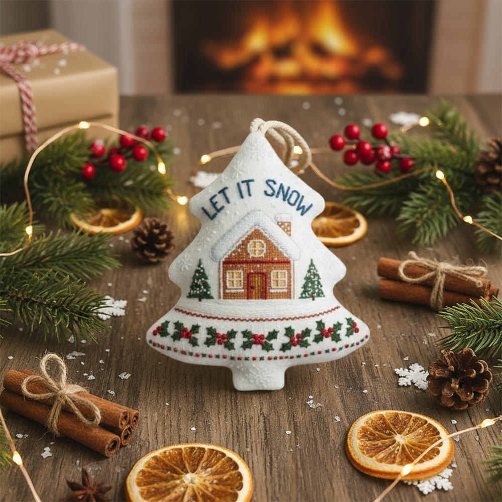 Rubbyoo Tree-shaped Embroidery Kit - Let It Snowy | Christmas Needle Art | Perfect Handmade Gift - image 2