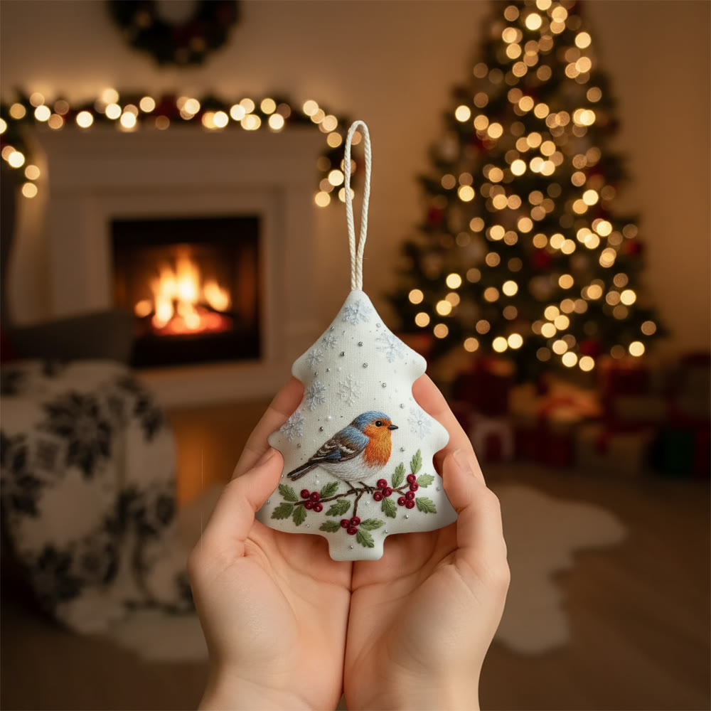 Rubbyoo Tree-shaped Embroidery Kit - Winter Robin | Charming Handmade Ornament | Perfect for Craft Enthusiasts - image 4