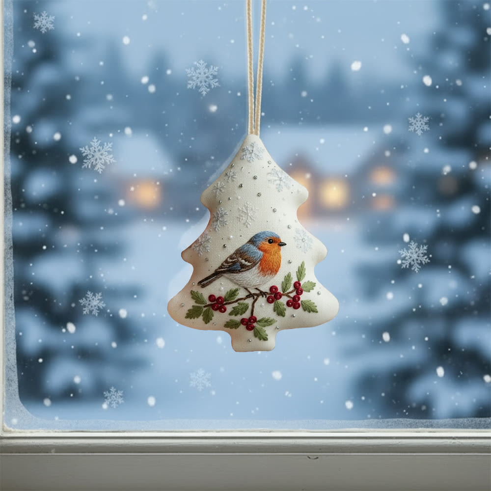 Rubbyoo Tree-shaped Embroidery Kit - Winter Robin | Charming Handmade Ornament | Perfect for Craft Enthusiasts - image 2