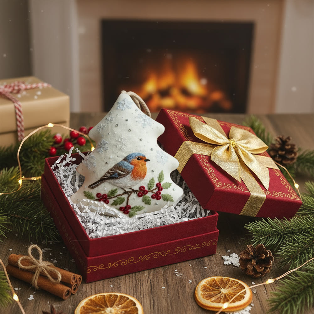 Rubbyoo Tree-shaped Embroidery Kit - Winter Robin | Charming Handmade Ornament | Perfect for Craft Enthusiasts - image 7