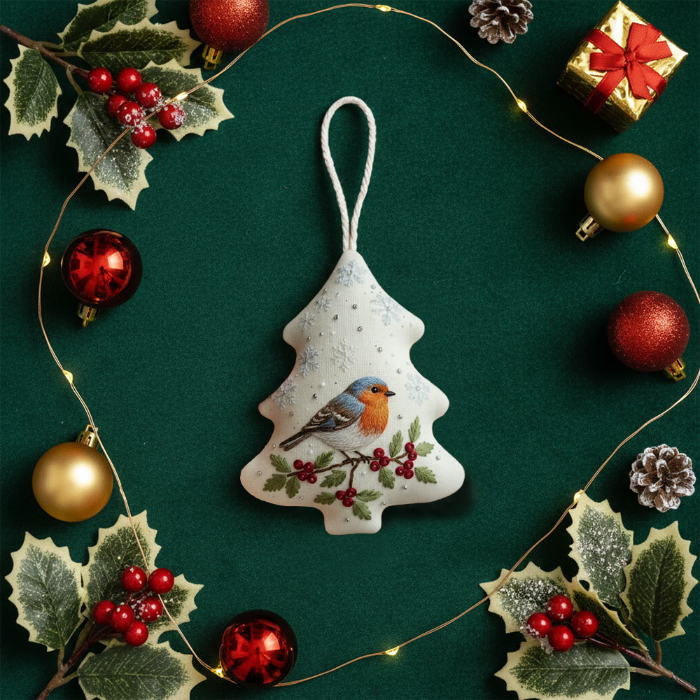 Rubbyoo Tree-shaped Embroidery Kit - Winter Robin | Charming Handmade Ornament | Perfect for Craft Enthusiasts - image 10