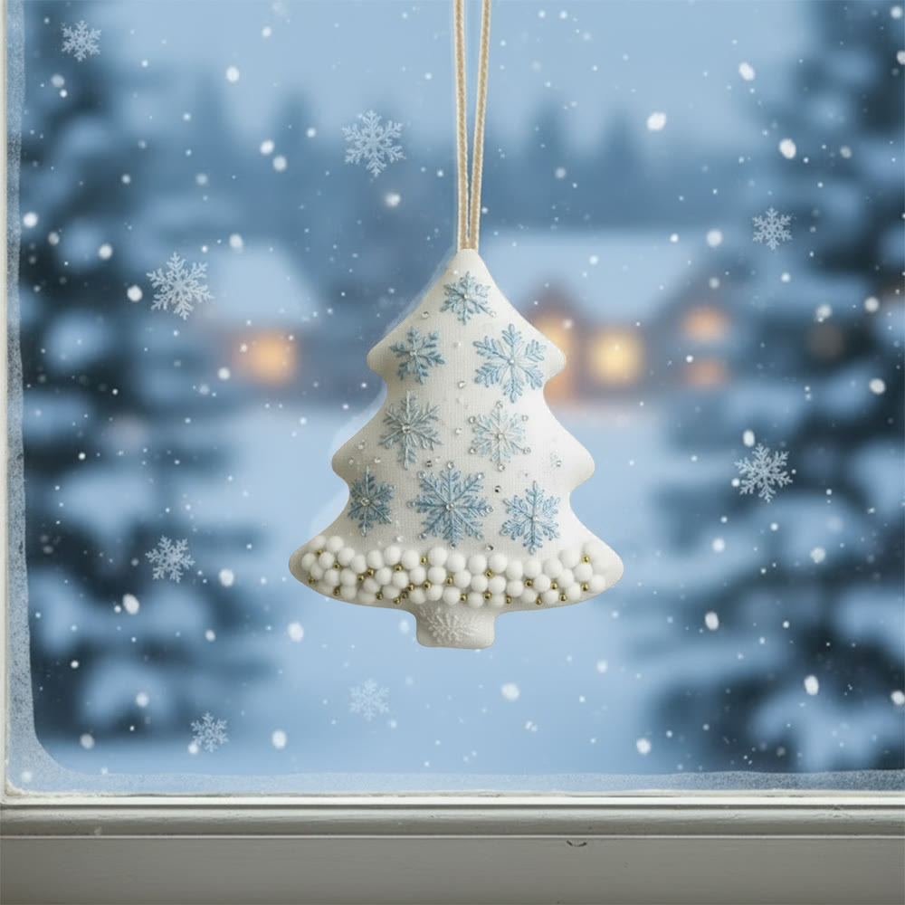 Rubbyoo Tree-shaped Embroidery Kit - Snowflakes And Pearls | Elegant Diy Craft | Lovely Addition To Festive Collection - image 2