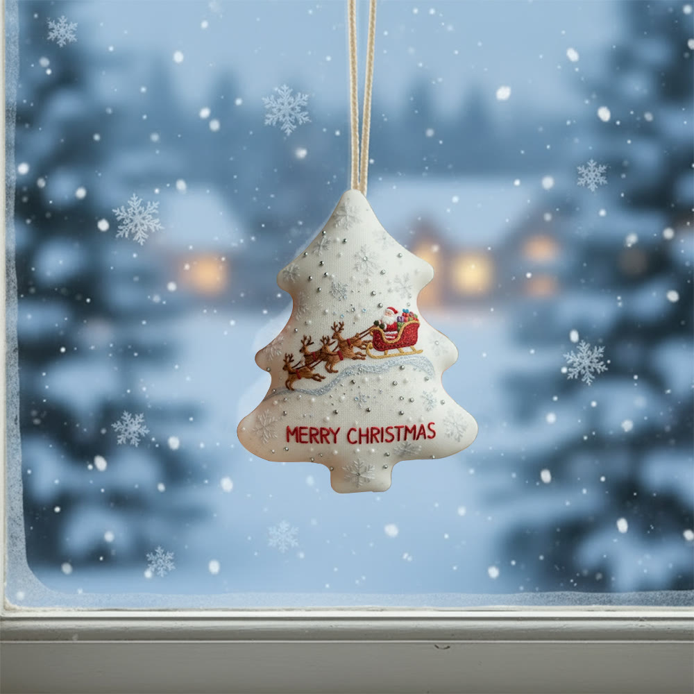 Rubbyoo Tree-shaped Embroidery Kit - Santa’s Sleigh Ride | Whimsical Embroidery Design | Heartwarming Christmas Keepsake - image 2