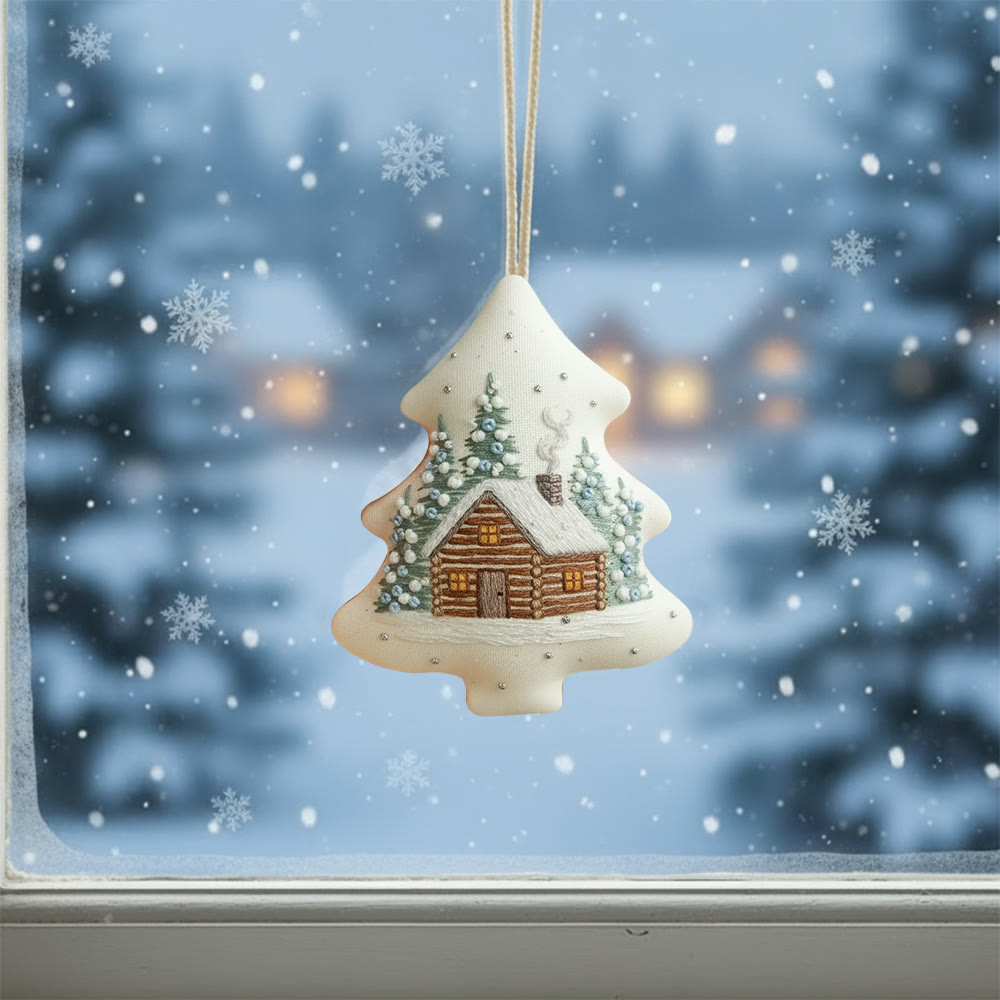 Rubbyoo Tree-shaped Embroidery Kit - Winter Cabin | Christmas Home Decoration | Creative Handmade Art - image 5