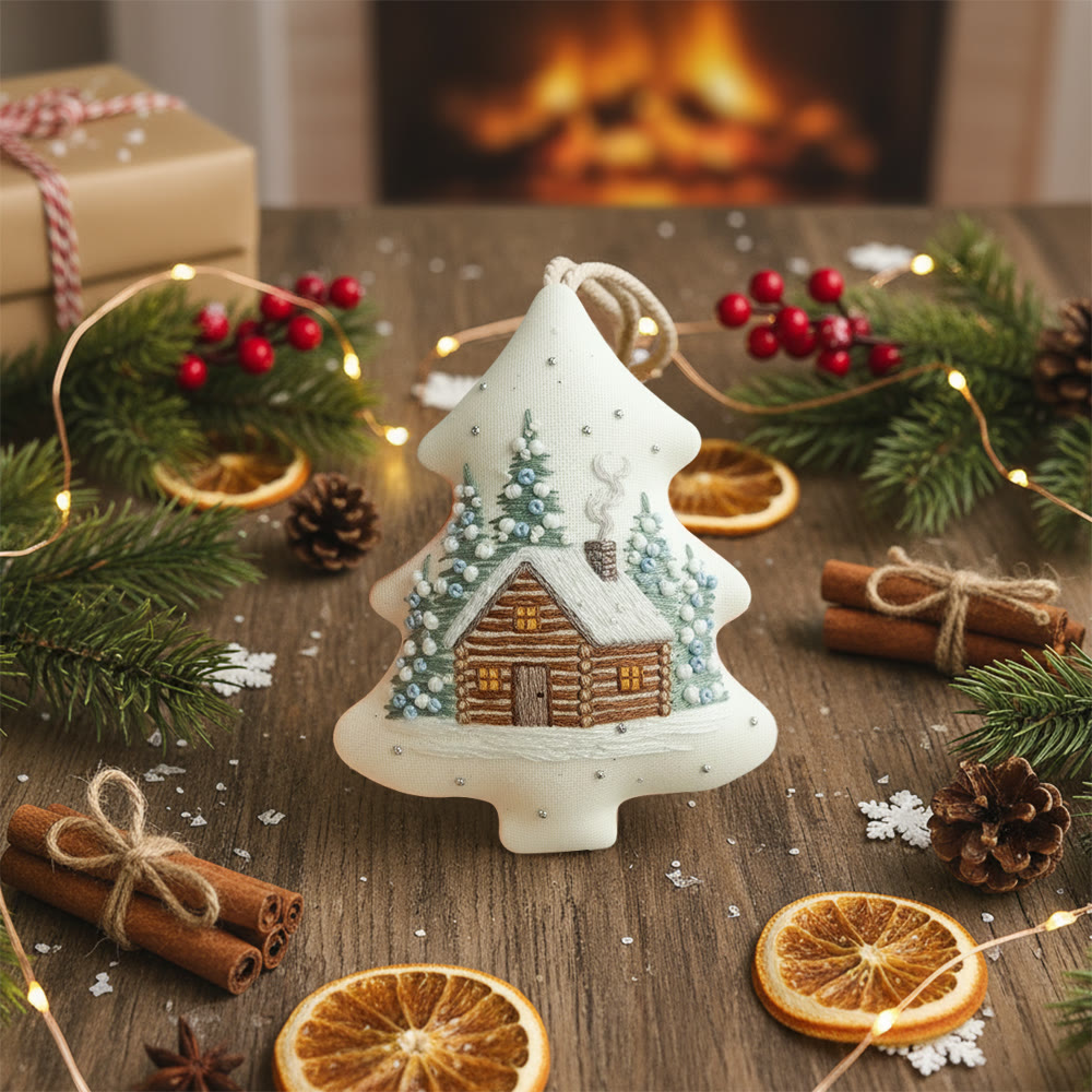 Rubbyoo Tree-shaped Embroidery Kit - Winter Cabin | Christmas Home Decoration | Creative Handmade Art - image 2