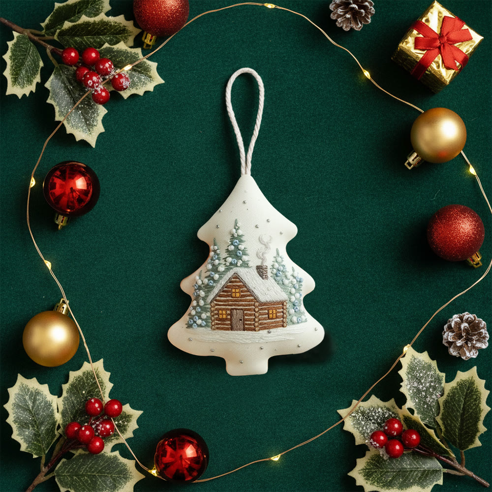 Rubbyoo Tree-shaped Embroidery Kit - Winter Cabin | Christmas Home Decoration | Creative Handmade Art - image 10