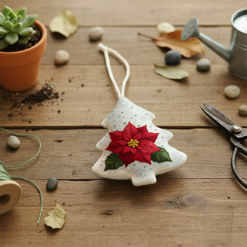 Rubbyoo Tree-shaped Embroidery Kit - Poinsettia | Beginner Friendly Handicraft | Diy Holiday Collection - image 7