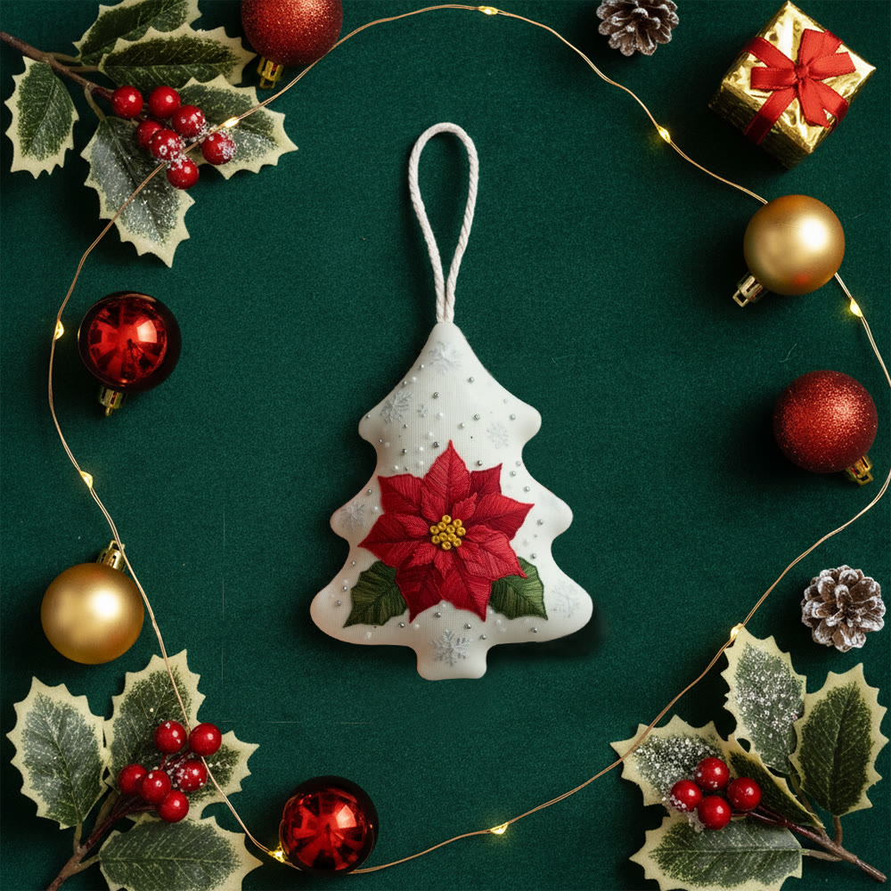 Rubbyoo Tree-shaped Embroidery Kit - Poinsettia | Beginner Friendly Handicraft | Diy Holiday Collection - image 9