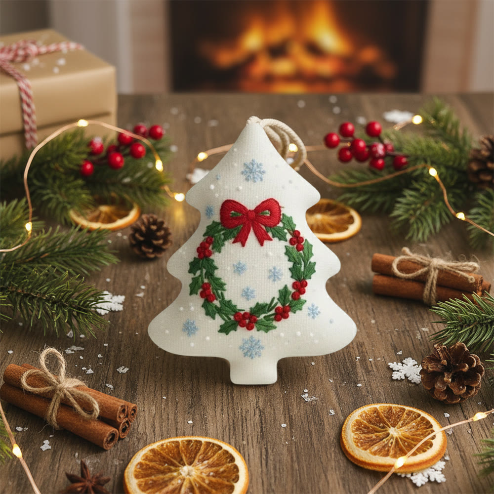 Rubbyoo Tree-shaped Embroidery Kit - Christmas Wreath | Personalized Stitch Art | Diy Wall Hanging  - image 3