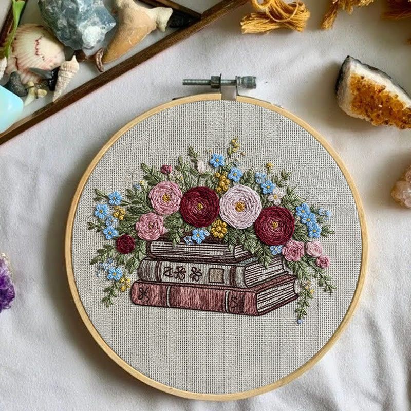 Rubbyoo Embroidery Kit - Floral Book Bouquet | Handcrafted Decorative Art | Perfect For Gift - image 2